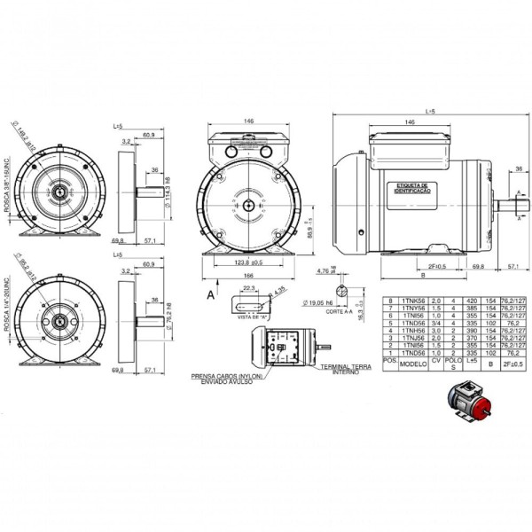 Encontraproduto.com.br - Motor Elétrico Mono 3Cv Alta Rotação Ip44 C/ Polia E Serra