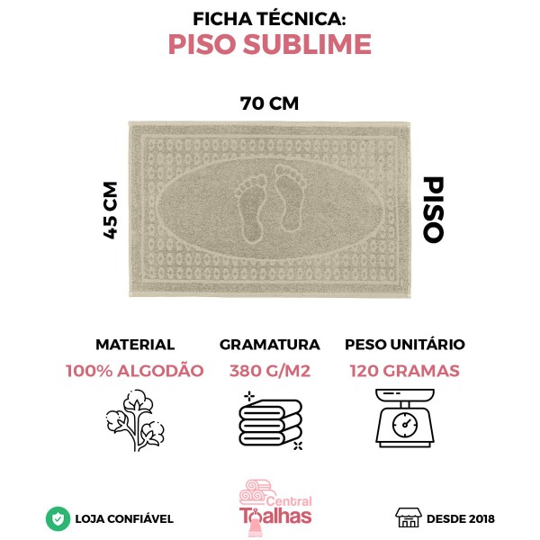Encontraproduto.com.br - Kit 5 Toalhas de Piso Pézinho Sublime 45x70cm Central Toalhas