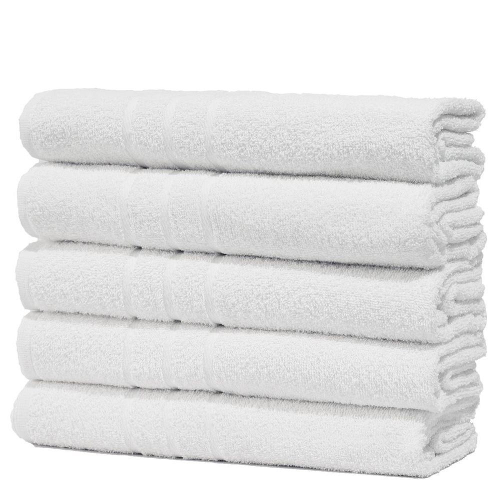 Kit 5 Toalhas De Rosto Branca Hotel Macia Felpuda - Prata - Branco