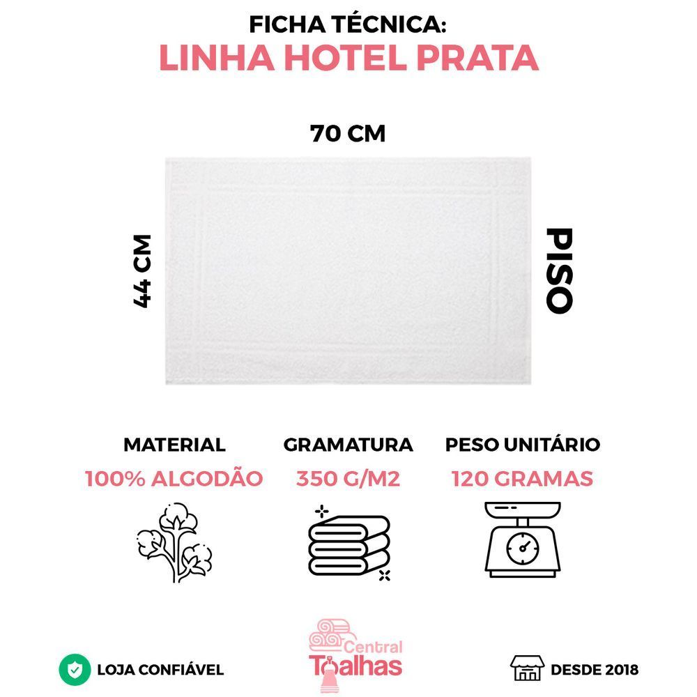 Encontraproduto.com.br - Kit 6 Toalhas De Piso Branca Hotel Macia Felpuda - Prata - Branco