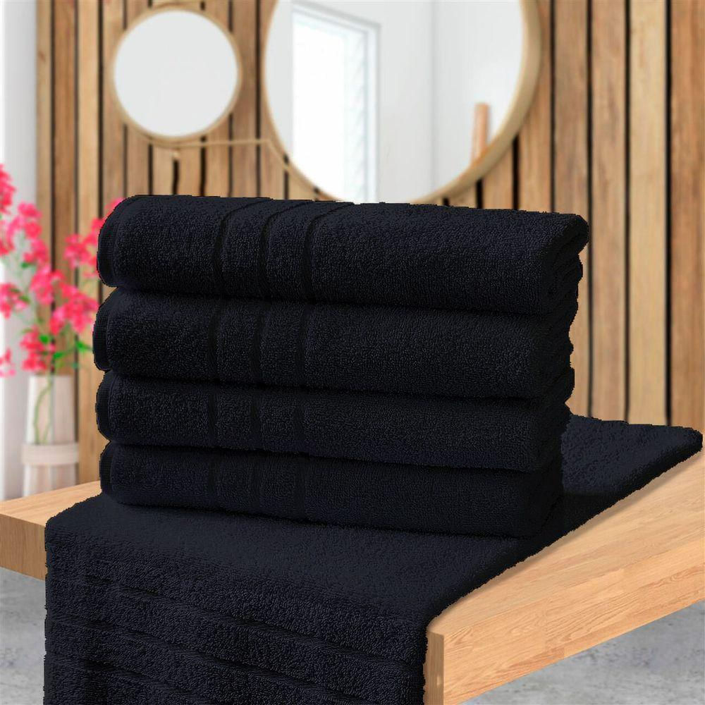 Kit 15 Toalhas De Piso Branca Hotel Macia Felpuda - Prata - Preto