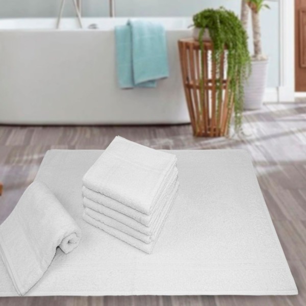 Kit 15 Toalhas De Piso Branca Hotel Macia Felpuda - Prata - Branco