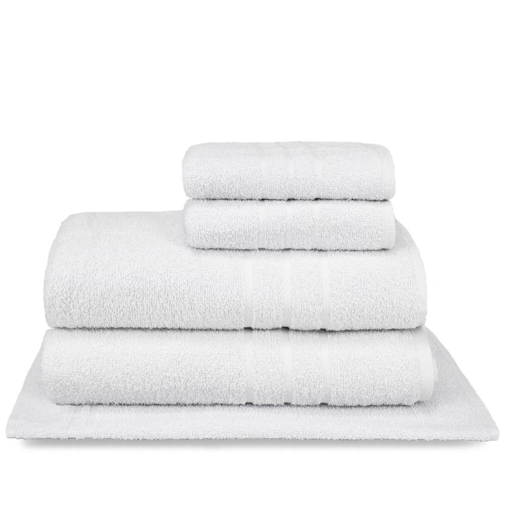 Jogo De Toalhas 5 Peças Hotel Pousada Spa 100% Algodão Prata - Branco