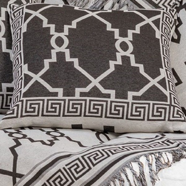 Encontraproduto.com.br - Xale Sofá Jacquard Rústico Corinto 5 Peças Preto