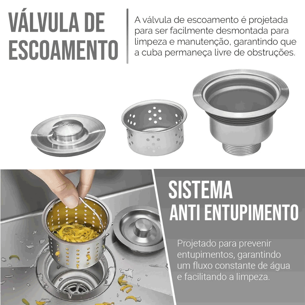 Encontraproduto.com.br - Kit Valvula De Escoamento Com Cesto Para Cuba 4.1/2 - Levo