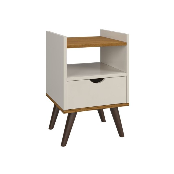 Encontraproduto.com.br - Kit 2 Mesa De Cabeceira Alice Prado Móveis Cor: Off White-freijó