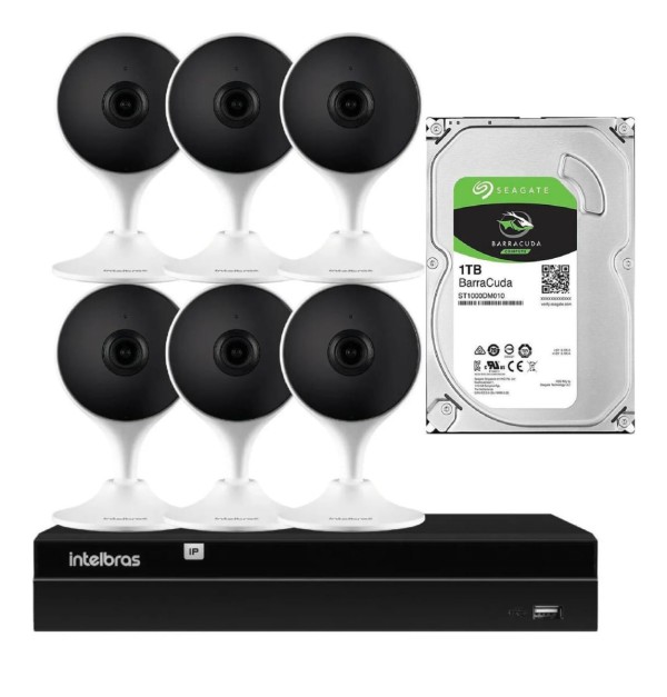 Encontraproduto.com.br - Kit 6 Câmeras IMX Full Hd Wi-fi Com Hd 1tb E Nvd 1408
