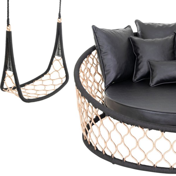 Encontraproduto.com.br - 1 Chaise Almofadas 1 Balanço Suspenso Alumínio Corda Náutica