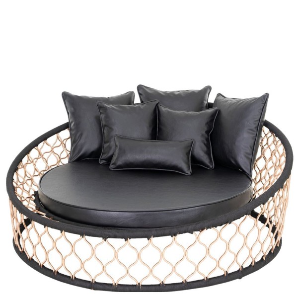 Encontraproduto.com.br - 1 Chaise Com Almofadas Em Alumínio Bronze Corda Náutica