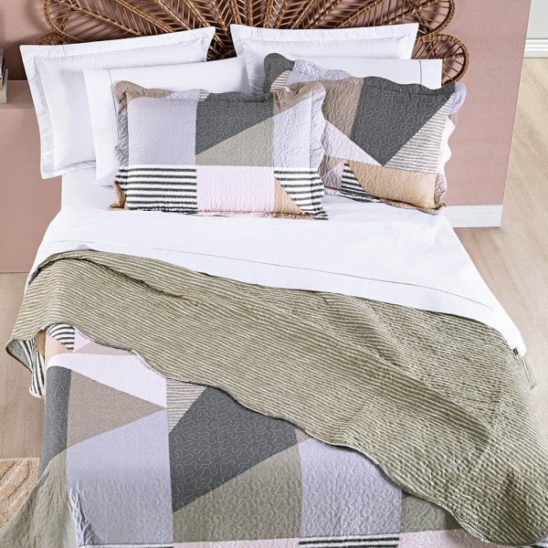 Encontraproduto.com.br - Kit Cobre Leito Colcha Lumiere King Dupla face - Mateo