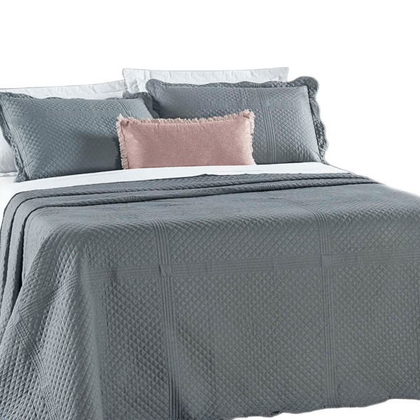 Encontraproduto.com.br - Kit Cobre Leito Colcha Clean King Dupla face - Cinza