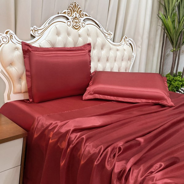 Jogo de Cama Lençol King Luxo Charmousse 4 Peças - Vermelho