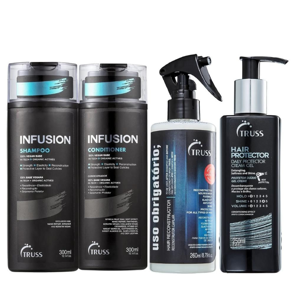 Kit Truss Infusion Shampoo 300ml + Condicionador 300ml + Hair Protector 250ml + Uso Obrigatório 260ml