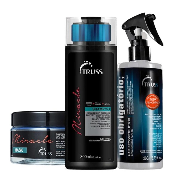 Kit Truss Miracle Shampoo 300ml + Máscara 180g + Uso Obrigatório 260ml