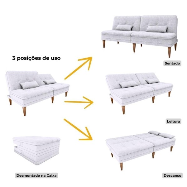 Encontraproduto.com.br - Sofá Cama Na Caixa 3 Lugares 190cm E Almofadas Taylor Matrix Bege Bege