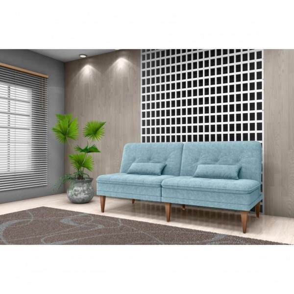 Encontraproduto.com.br - Sofá Cama Na Caixa 3 Lugares 190cm E Almofadas Taylor Matrix Azul Azul
