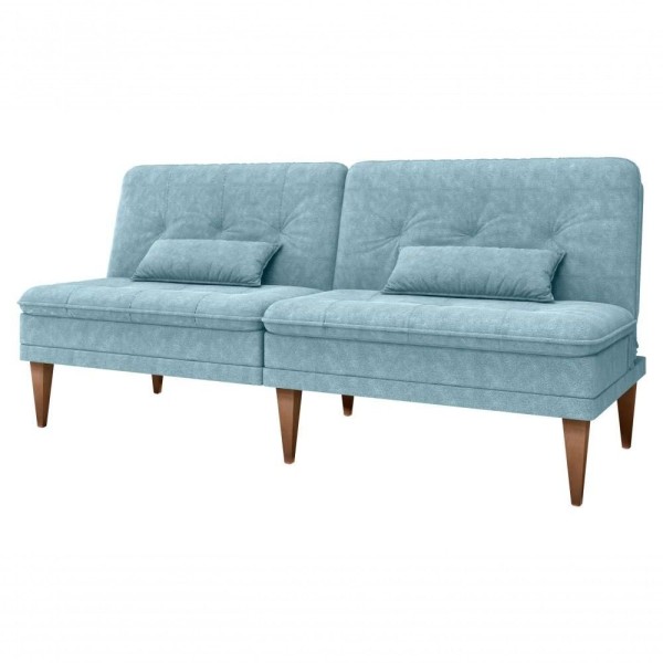 Encontraproduto.com.br - Sofá Cama Na Caixa 3 Lugares 190cm E Almofadas Taylor Matrix Azul Azul