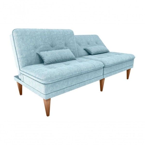 Encontraproduto.com.br - Sofá Cama Na Caixa 3 Lugares 190cm E Almofadas Taylor Matrix Azul Azul