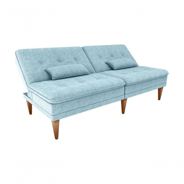 Encontraproduto.com.br - Sofá Cama Na Caixa 3 Lugares 190cm E Almofadas Taylor Matrix Azul Azul