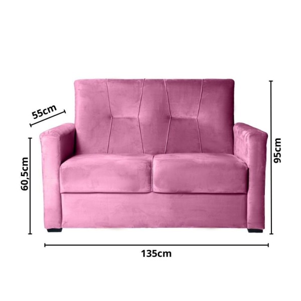 Encontraproduto.com.br - Sofá 2 Lugares Pequeno Alice E Porta Controle Herreiro Rosa