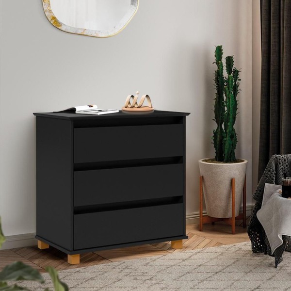 Encontraproduto.com.br - Cômoda Pequena 3 Gavetas Mini Cômoda Ej Móveis Preto