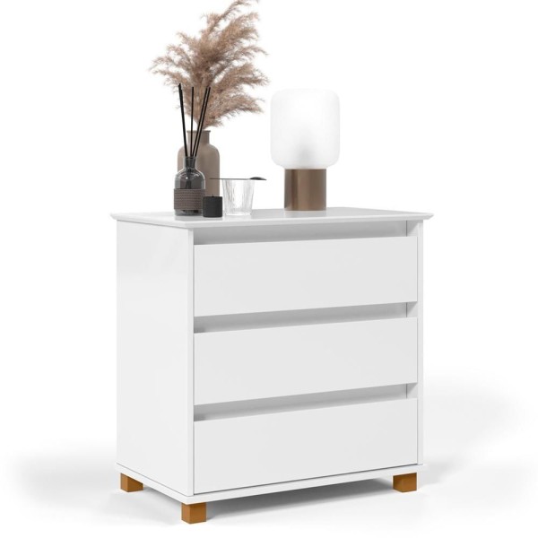 Encontraproduto.com.br - Mesa De Cabeceira 3 Gavetas Mini Cômoda Ej Branco