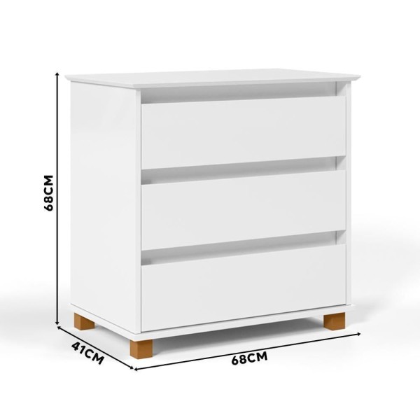 Encontraproduto.com.br - Mesa De Cabeceira 3 Gavetas Mini Cômoda Ej Branco