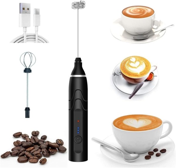Encontraproduto.com.br - Batedeira de ovos, batedeira elétrica automática para ovos, espumador de leite, misturador ajustável PRETO