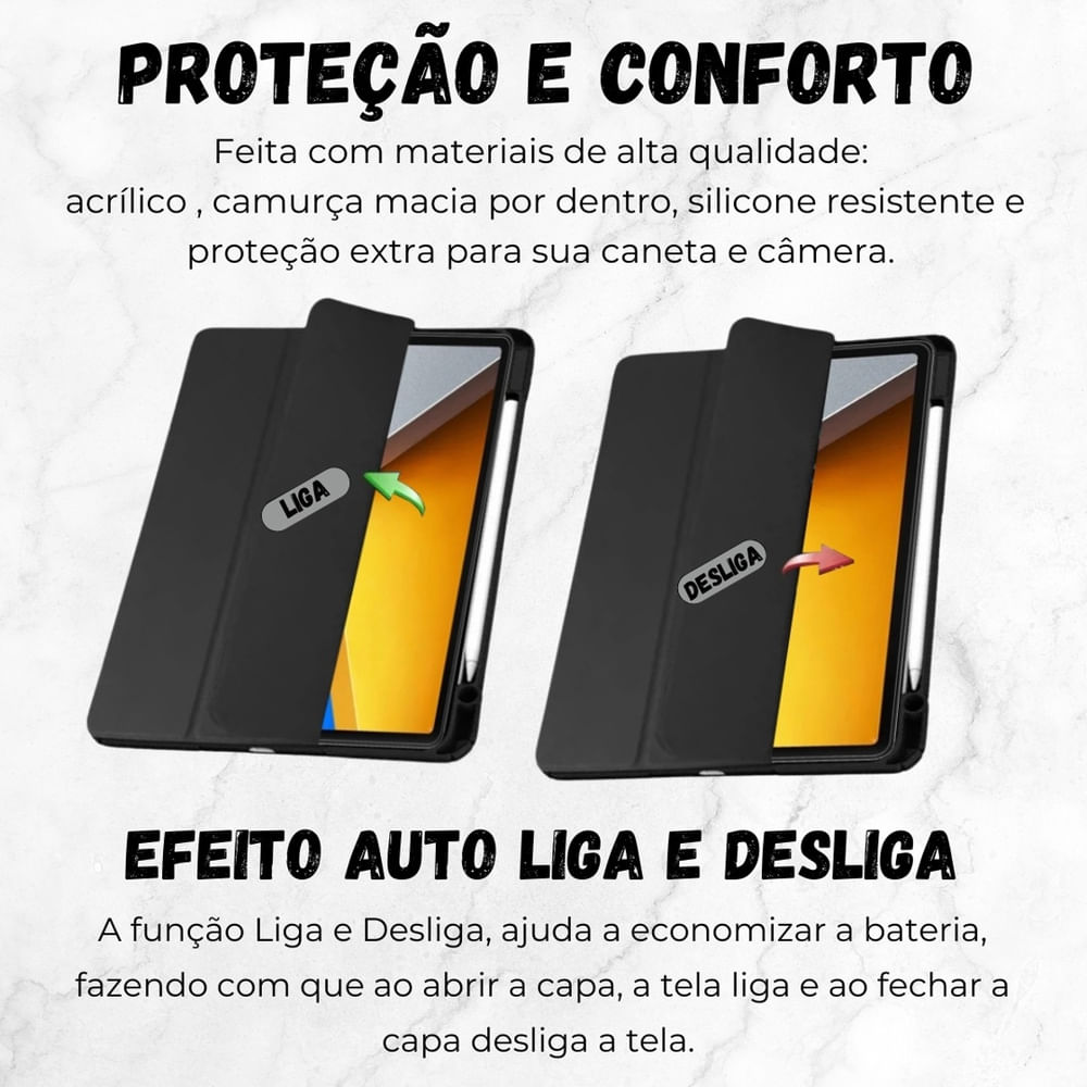 Encontraproduto.com.br - Capa Acrílico Slot Para Xiaomi Poco Pad 12.1 + Caneta Touch