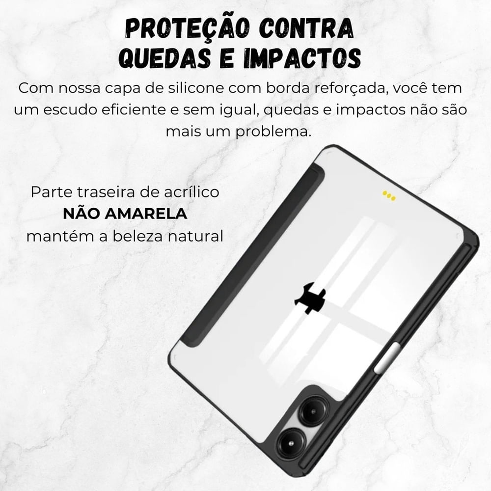 Encontraproduto.com.br - Capa Acrílico Slot Para Xiaomi Poco Pad 12.1 + Caneta Touch