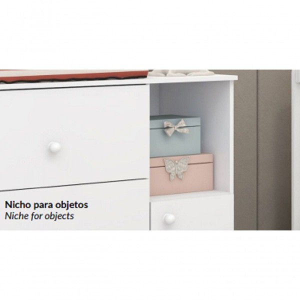 Encontraproduto.com.br - Gaveteiro Infantil P/quarto De Bebê Flok - C/nicho Cor:branco
