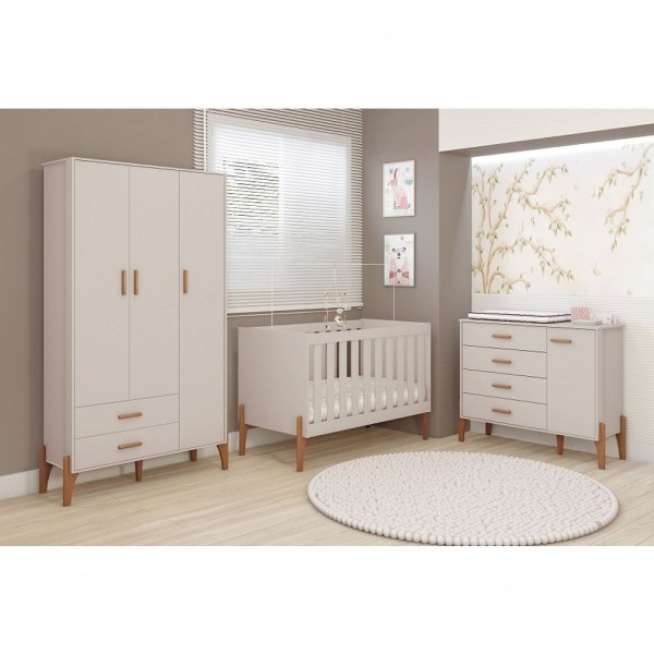 Encontraproduto.com.br - Jogo Quarto Infantil Completo Iris 100% Mdf - Moveis Estrela Offwhite