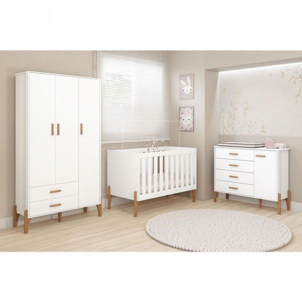 Encontraproduto.com.br - Jogo Quarto Infantil Completo Iris 100% Mdf - Moveis Estrela Offwhite