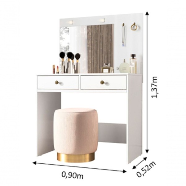 Encontraproduto.com.br - Penteadeira Camarim Ideal C/ Espelho E Leds - 2 Gavetas - Moval
