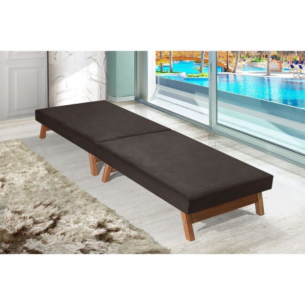 Cama Dobravel Portatil Marrom 170x60 Com Colchão Emutido -pes Madeira Maciça -p- Ate 130 Kg