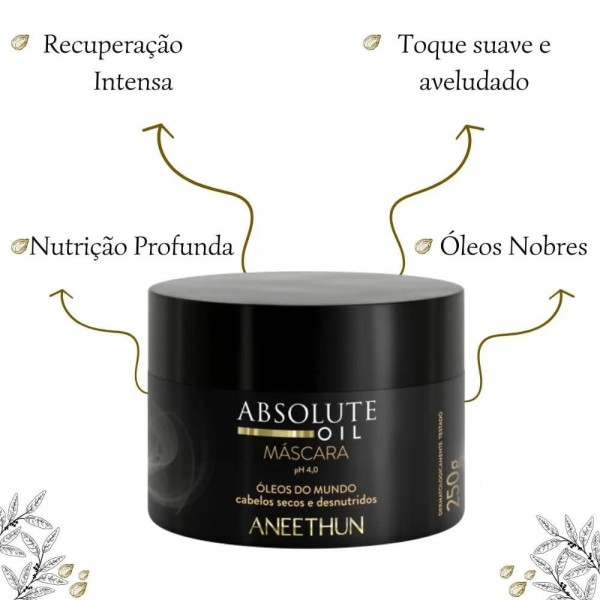 Encontraproduto.com.br - Kit Aneethun Absolute Oil - Máscara 250ml + Finalizador 210ml + Óleo 55ml