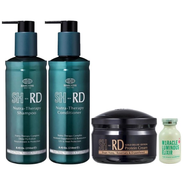 Kit SH-RD - Shampoo 250ml + Condicionador 250ml + Leave In Gold 80ml + Ampola Miracle 25ml