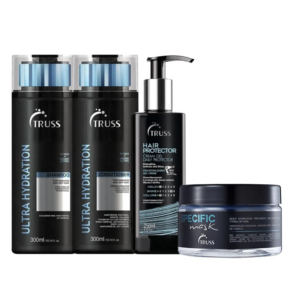 Kit Truss Ultra Hydration Shampoo 300ml + Condicionador 300ml + Hair Protector 250ml + Specific Máscara 180g