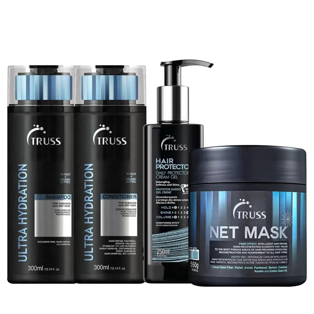 Kit Truss Ultra Hydration Shampoo 300ml + Condicionador 300ml + Hair Protector 250ml + Net Mask  550g