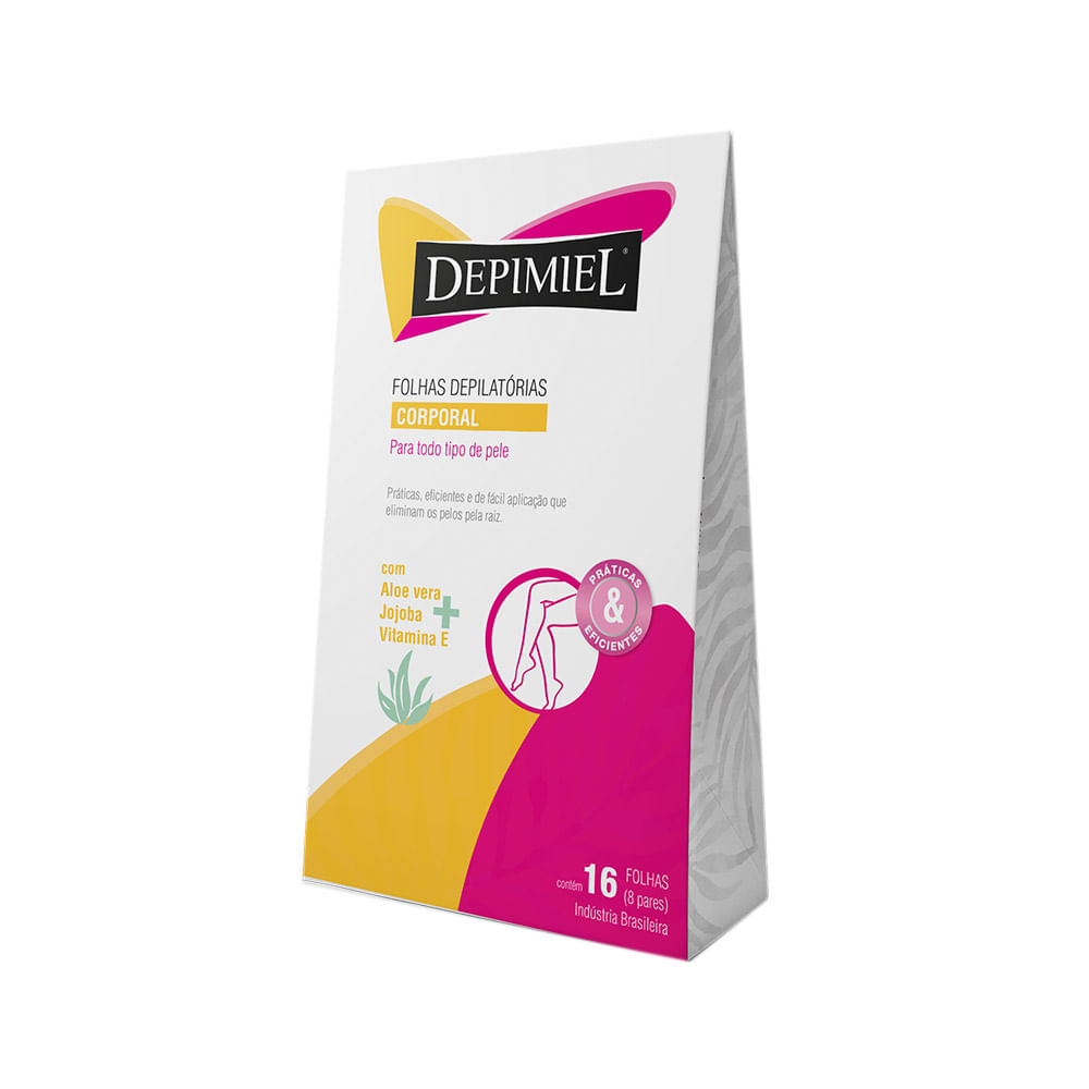 Encontraproduto.com.br - Folhas Depilatórias Depimiel Corporal Com 16 Unidades
