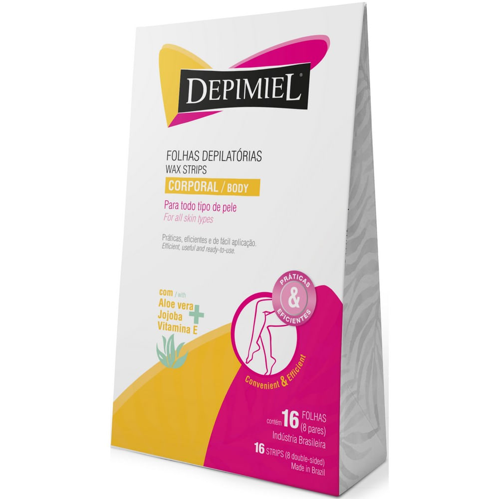 Encontraproduto.com.br - Folhas Depilatórias Depimiel Corporal Com 16 Unidades