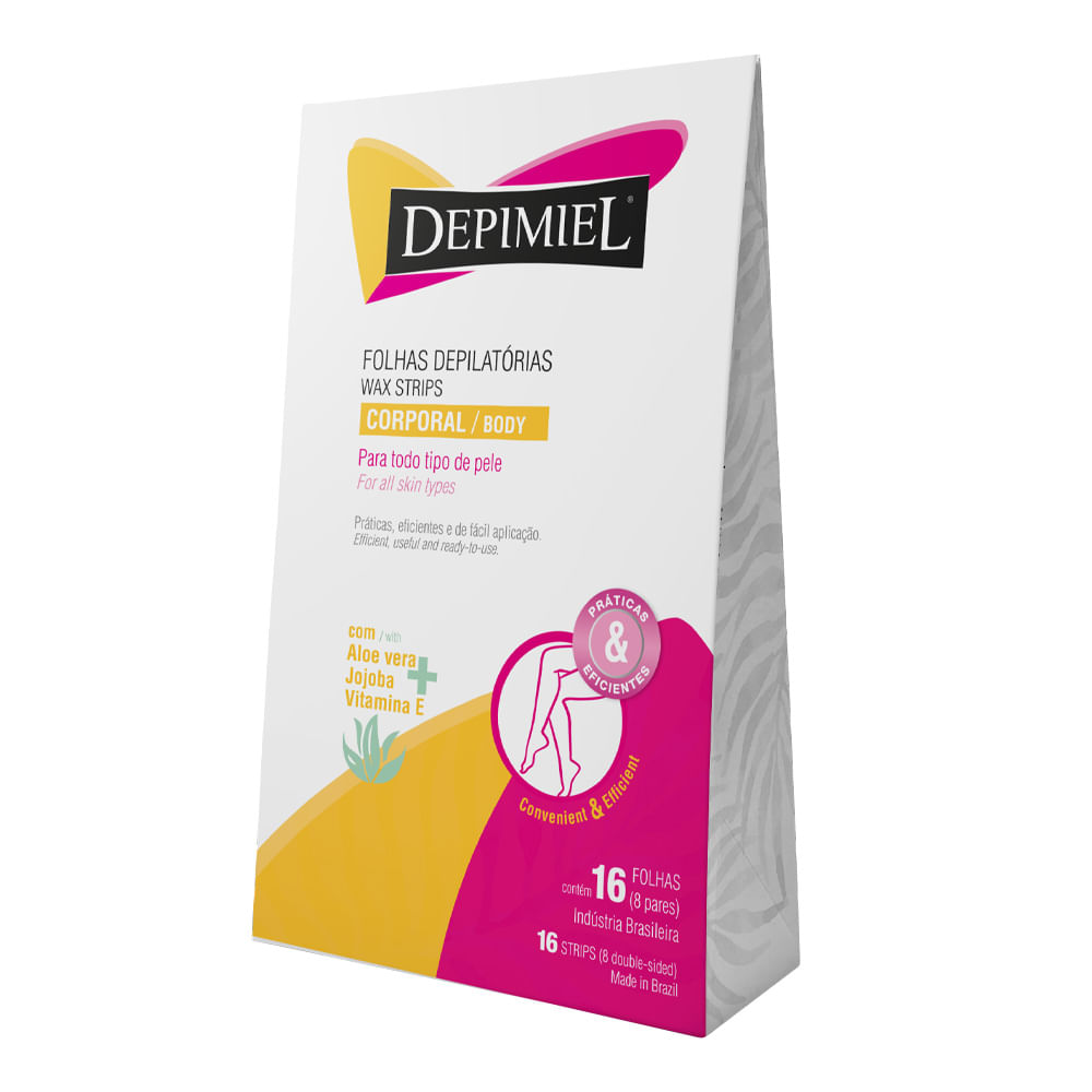 Encontraproduto.com.br - Folhas Depilatórias Depimiel Corporal Com 16 Unidades
