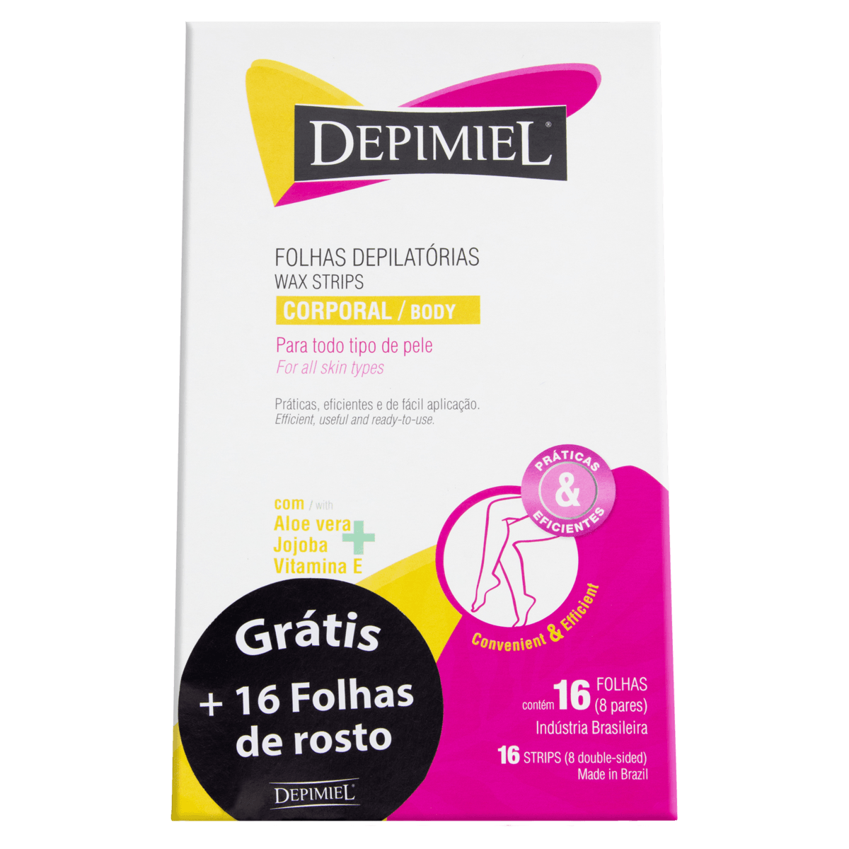 Encontraproduto.com.br - Folhas Depilatórias Depimiel Corporal Com 16 Unidades