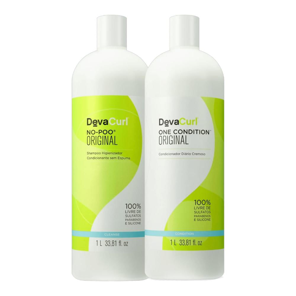 Kit Deva Curl No-Poo Shampoo 1 Litro + One Condition Condicionador Original 1 Litro