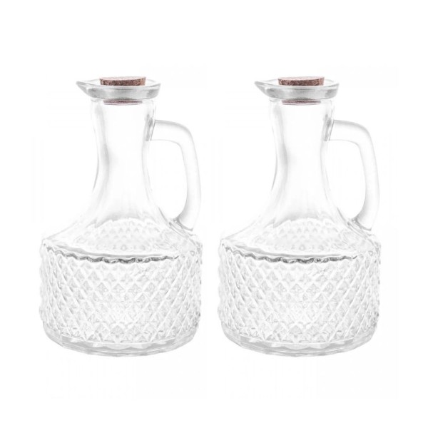 Encontraproduto.com.br - Kit 2 Garrafas Para Azeite Galheteiro Vidro Com Tampa De Rolha 370ml - Lyor