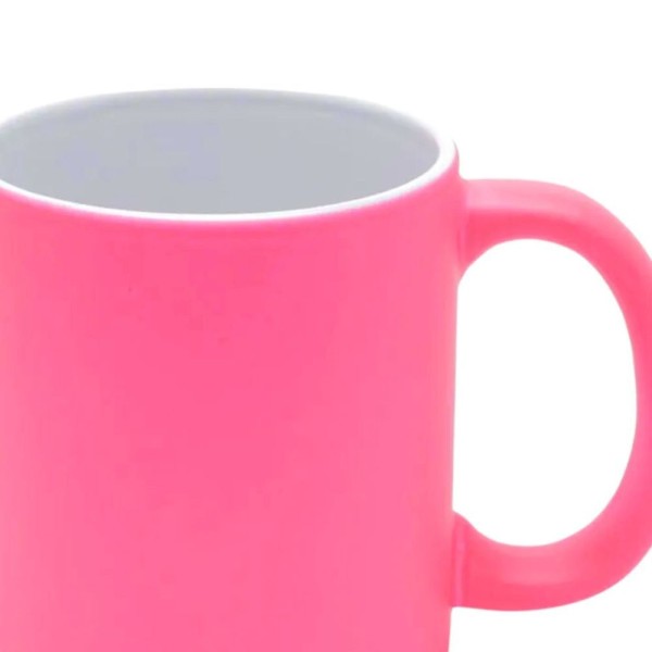 Encontraproduto.com.br - Kit 2 Canecas Porcelana Luminus Rosa Fluorescente 350ml - Lyor