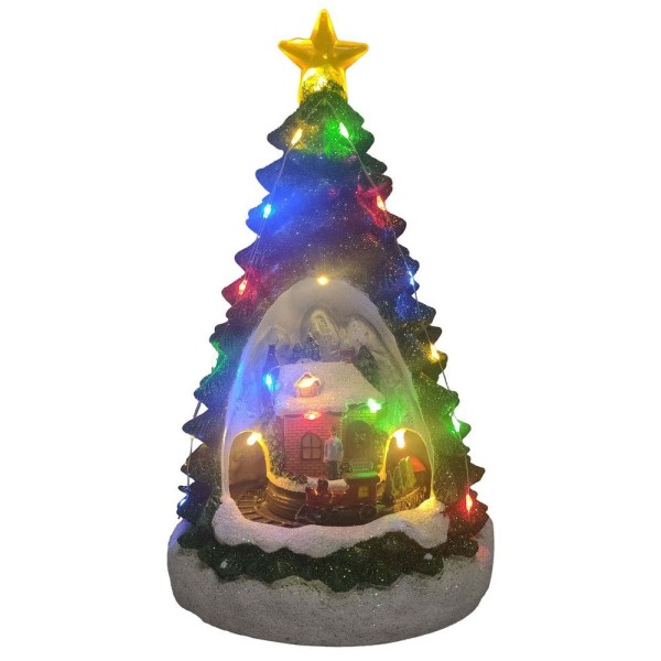 Encontraproduto.com.br - Vila Natalina Arvore De Natal Toca Musicas Com Luz Movimento Iluminação Enfeite Decoração Luxo