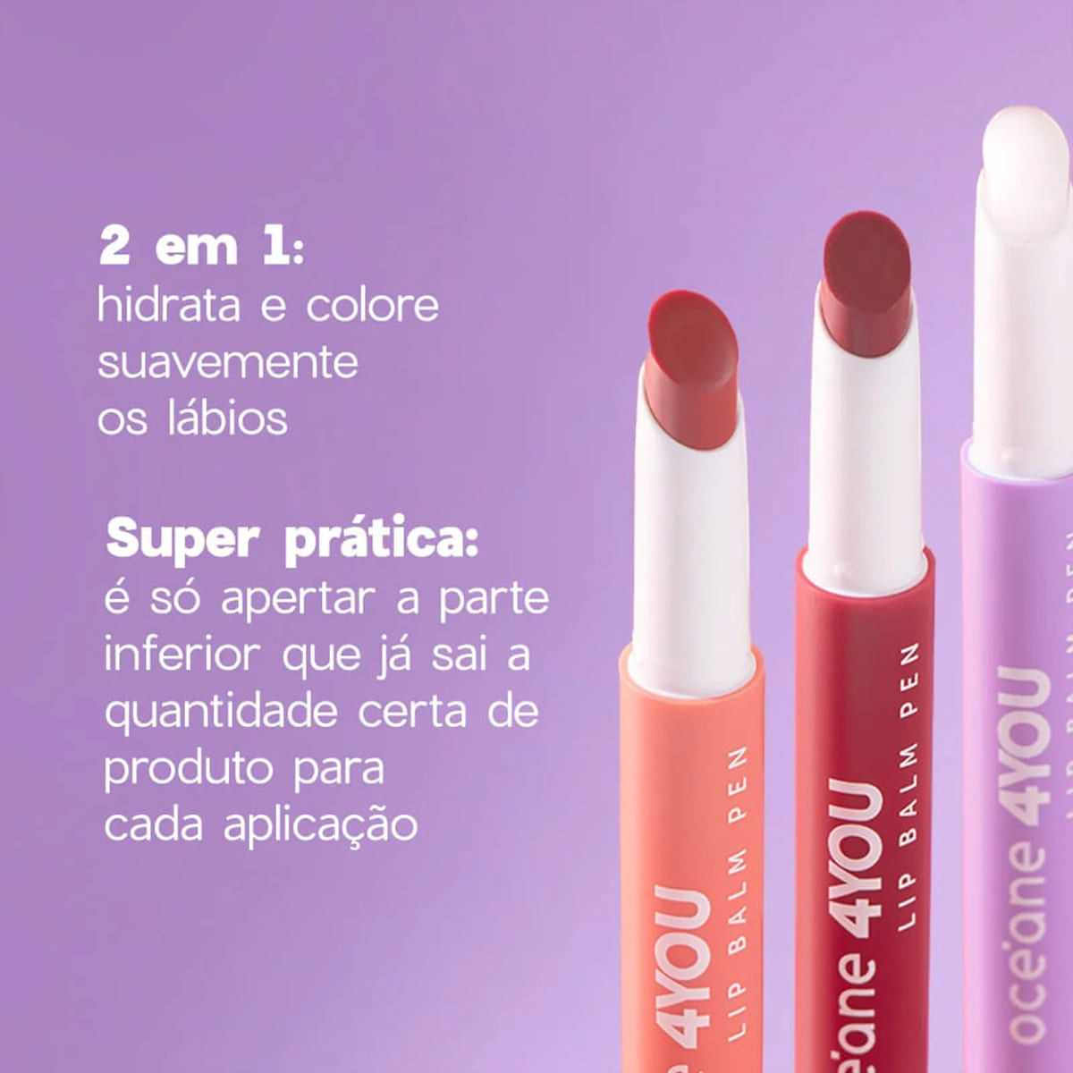 Kit Océane 4you Sombra Rose Sparkle Lip Balm Clear e Flush Bright Cherry 3 Und