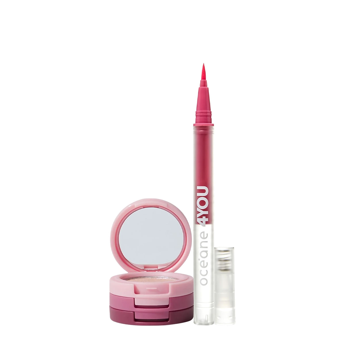 Kit Océane 4you Sombra Rose Sparkle Caneta Delineadora Color Neon Pink - 2 Un