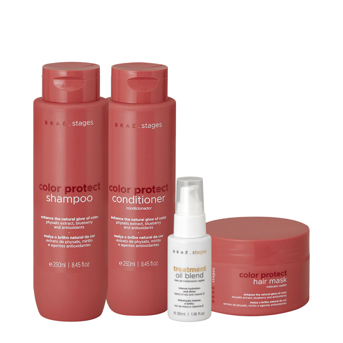 Kit Braé Stages Color Protect Home Care Oil  Shampoo + Condicionador + Máscara